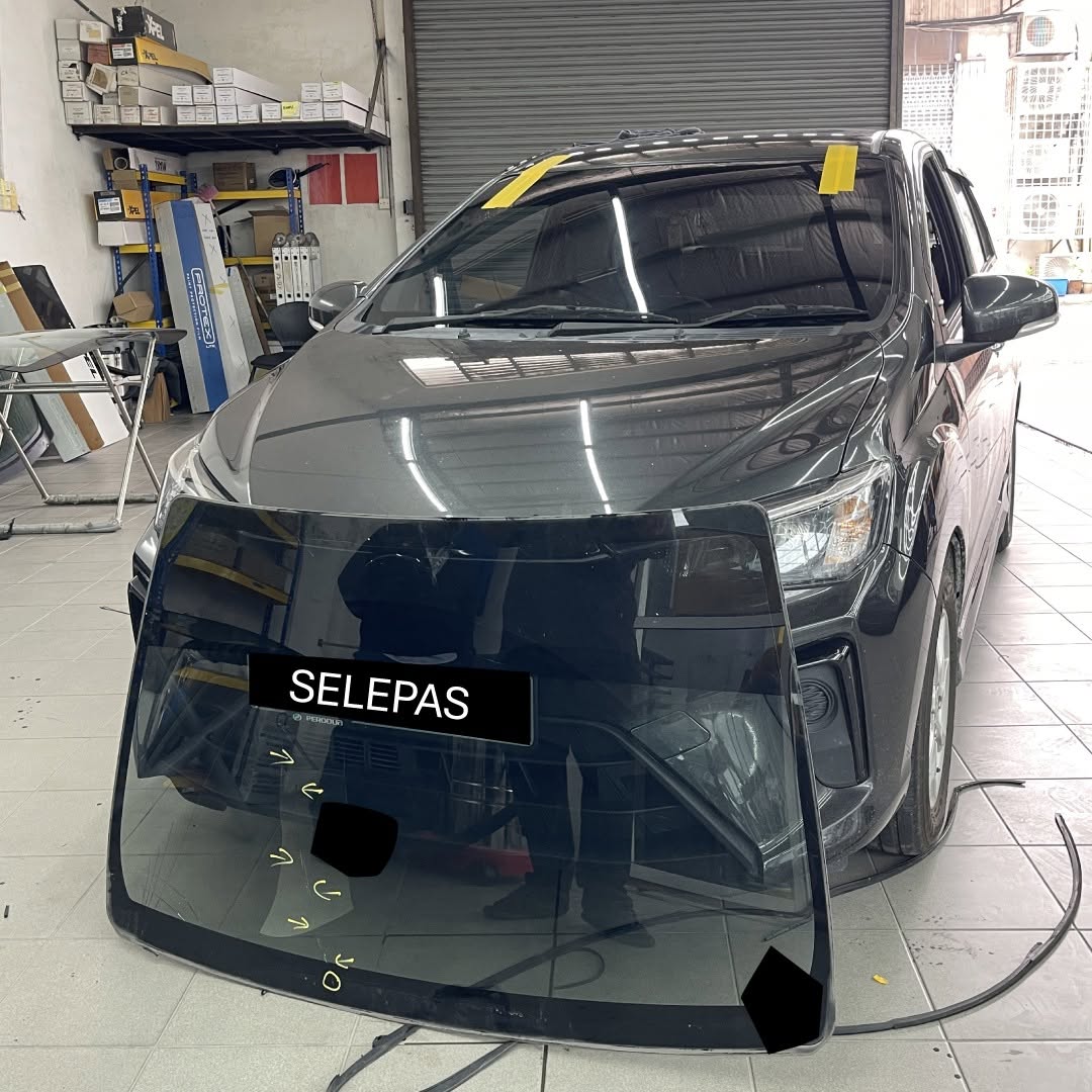 Perodua Bezza windscreen after replacement at Top View